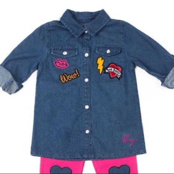 DENIM Top With Embroided Patches Size 6 - Picture 8 of 9